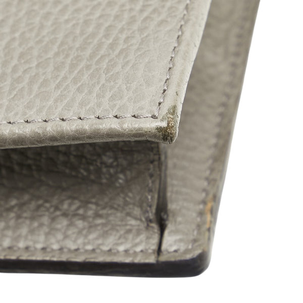 グッチ インターロッキングG 斜め掛け チェーン ショルダバッグ ウォレット 510314 グレー レザー レディース GUCCI 【中古】