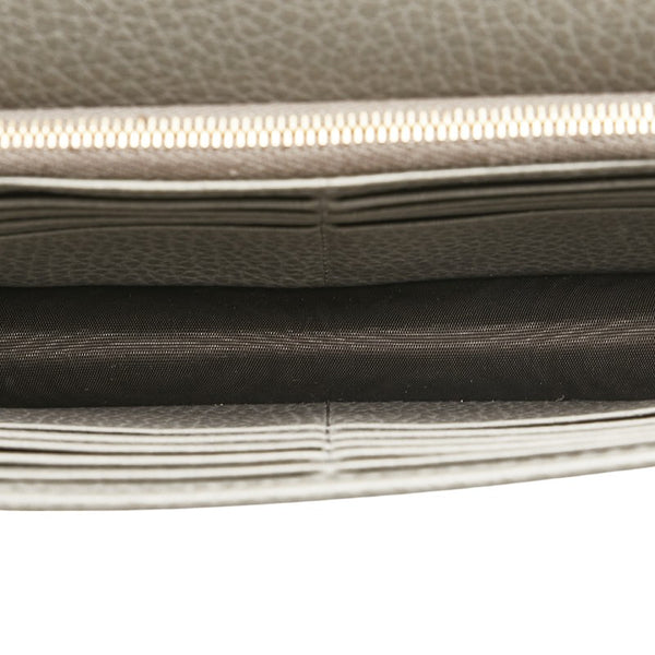 グッチ インターロッキングG 斜め掛け チェーン ショルダバッグ ウォレット 510314 グレー レザー レディース GUCCI 【中古】