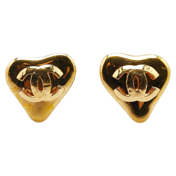 シャネル ココマーク ハート イヤリング ゴールド メッキ レディース CHANEL 【中古】