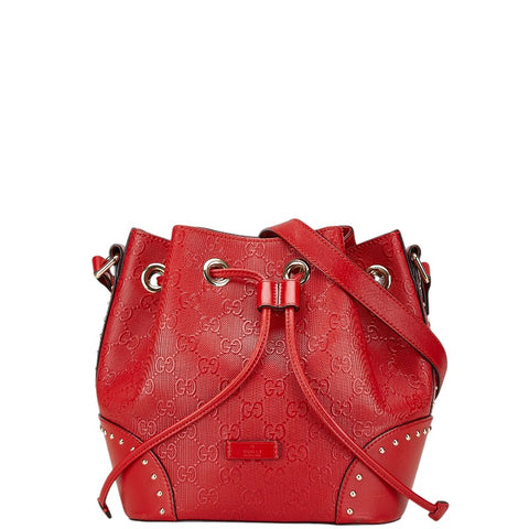 グッチ ディアマンテ 斜め掛け ショルダーバッグ 354229 レッド レザー レディース GUCCI 【中古】