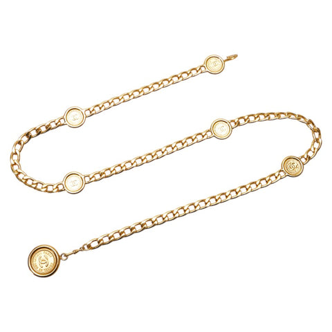 シャネル ココマーク 31 RUE CAMBON PARIS メダル モチーフ チェーン ベルト ゴールド メッキ レディース CHANEL 【中古】