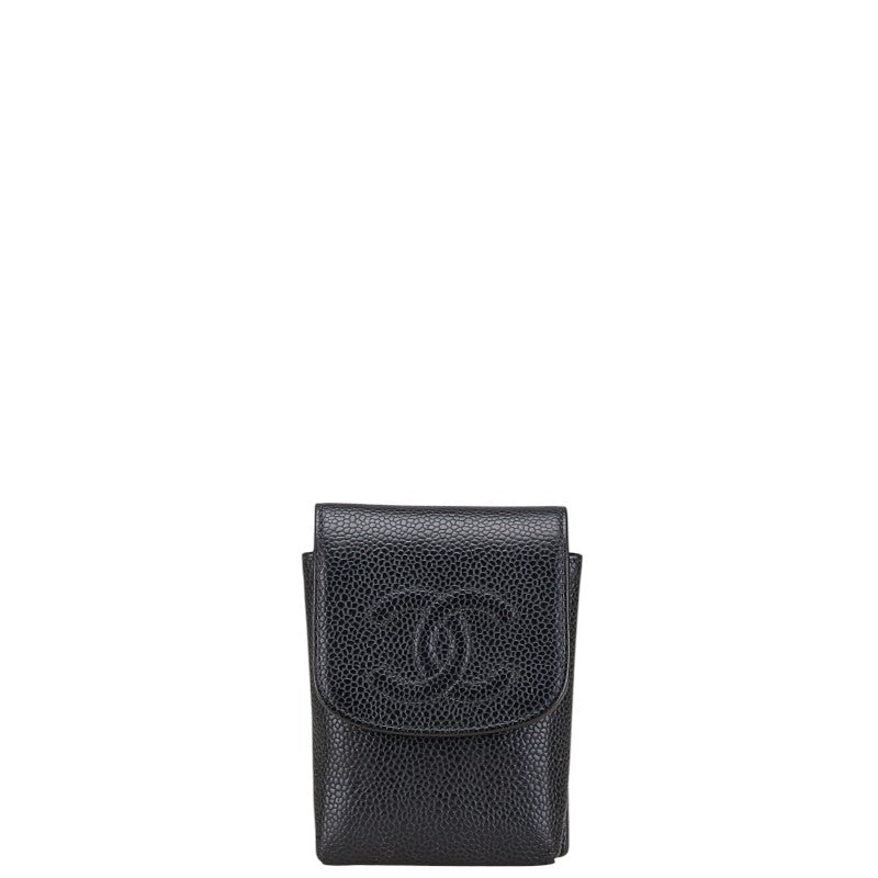 シャネル ココマーク シガレットケース ブラック キャビアスキン レディース CHANEL 【中古】