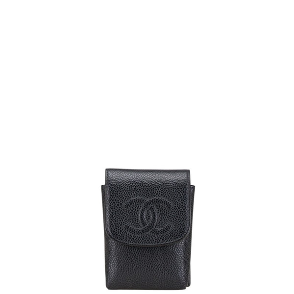 シャネル ココマーク シガレットケース ブラック キャビアスキン レディース CHANEL 【中古】