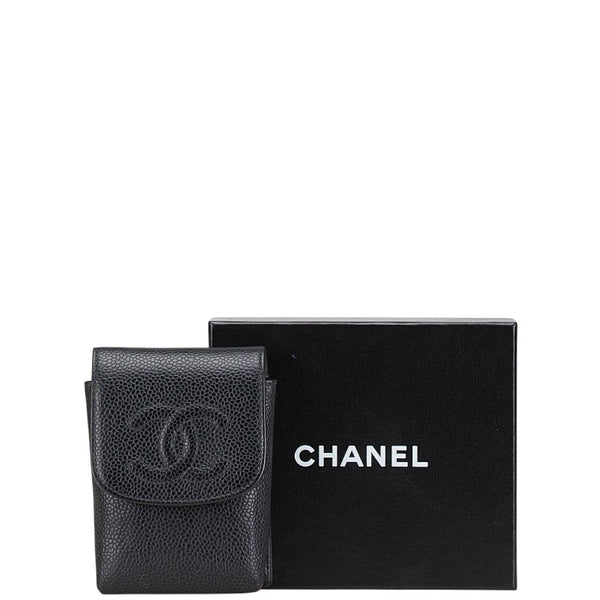 シャネル ココマーク シガレットケース ブラック キャビアスキン レディース CHANEL 【中古】