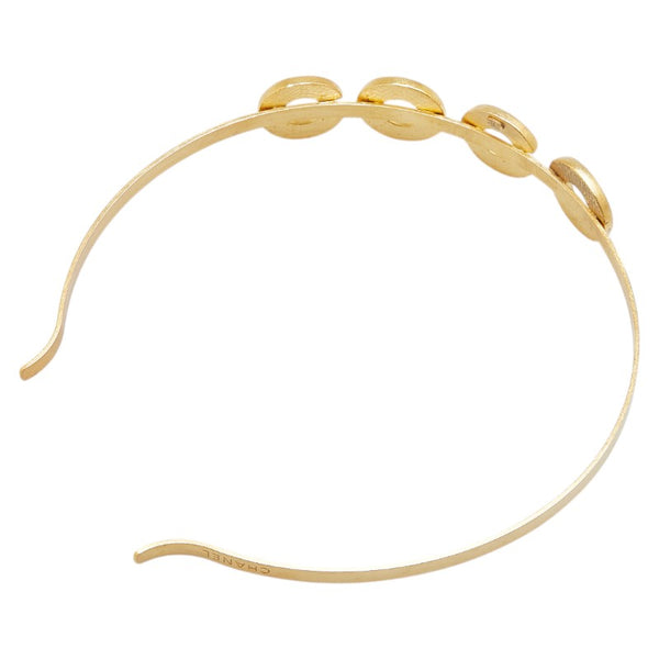 シャネル COCO  カチューシャ ゴールド ホワイト メッキ フェイクパール レディース CHANEL 【中古】