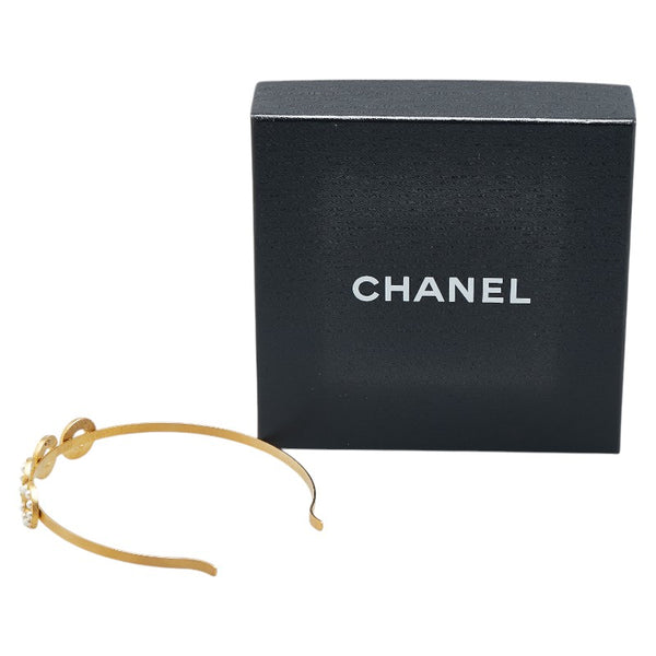 シャネル COCO  カチューシャ ゴールド ホワイト メッキ フェイクパール レディース CHANEL 【中古】