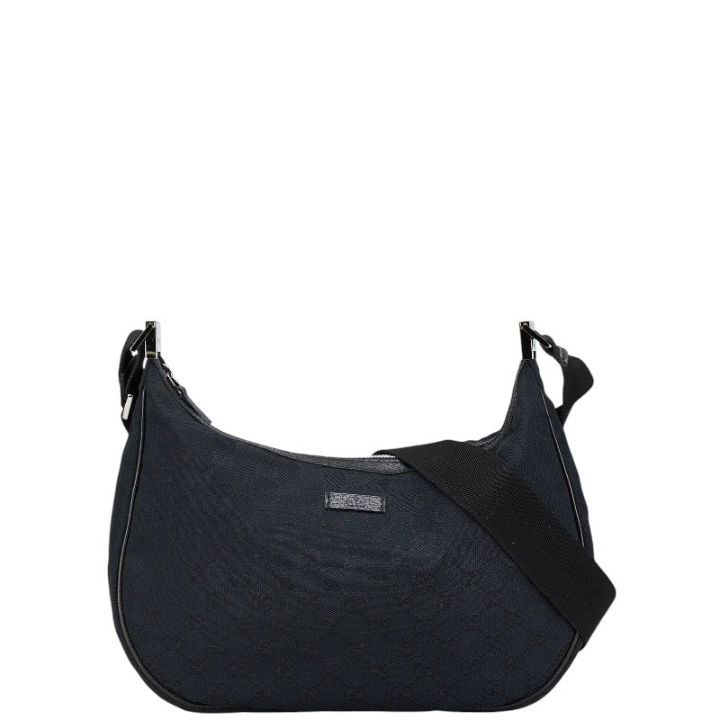 グッチ GGキャンバス ショルダーバッグ 122790 ブラック キャンバス レザー レディース GUCCI 【中古】