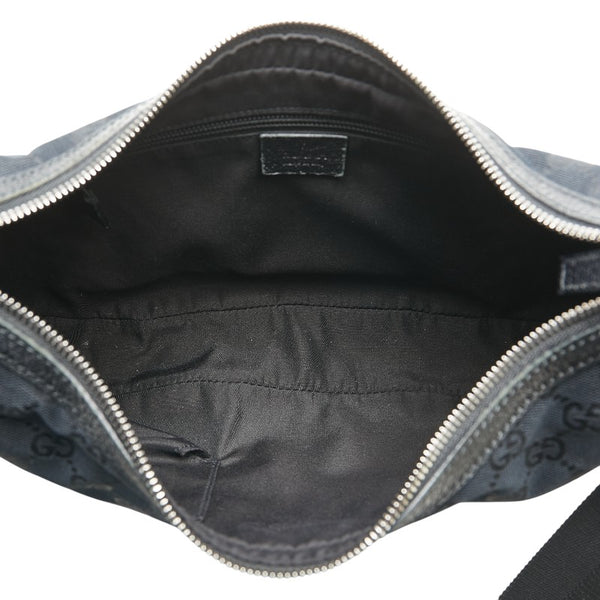 グッチ GGキャンバス ショルダーバッグ 122790 ブラック キャンバス レザー レディース GUCCI 【中古】