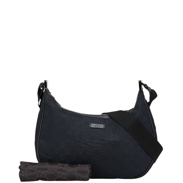 グッチ GGキャンバス ショルダーバッグ 122790 ブラック キャンバス レザー レディース GUCCI 【中古】