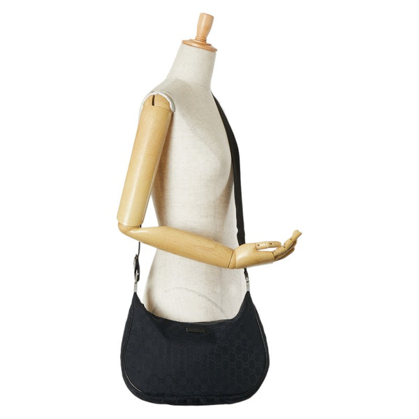 グッチ GGキャンバス ショルダーバッグ 122790 ブラック キャンバス レザー レディース GUCCI 【中古】