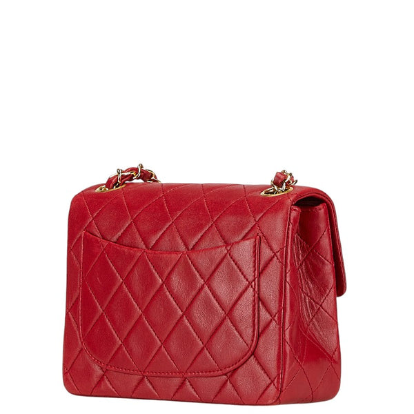 シャネル ココマーク ミニマトラッセ18 斜め掛け チェーン ショルダーバッグ レッド ラムスキン レディース CHANEL 【中古】