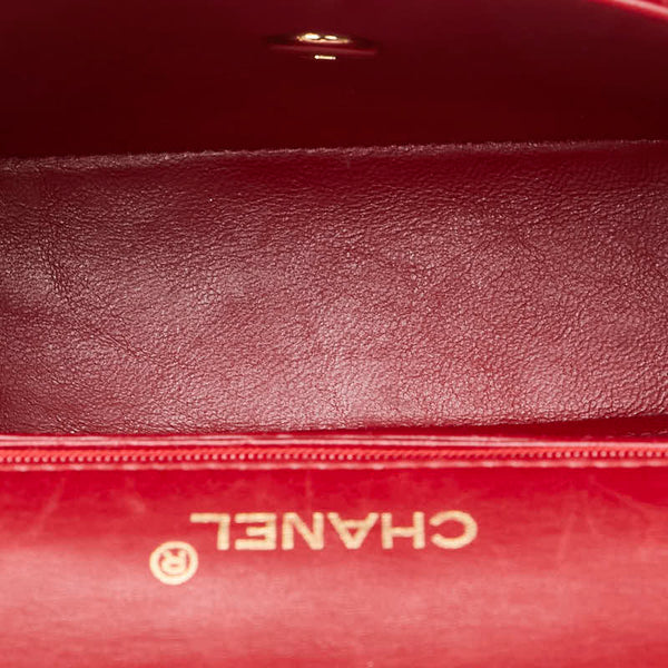 シャネル ココマーク ミニマトラッセ18 斜め掛け チェーン ショルダーバッグ レッド ラムスキン レディース CHANEL 【中古】