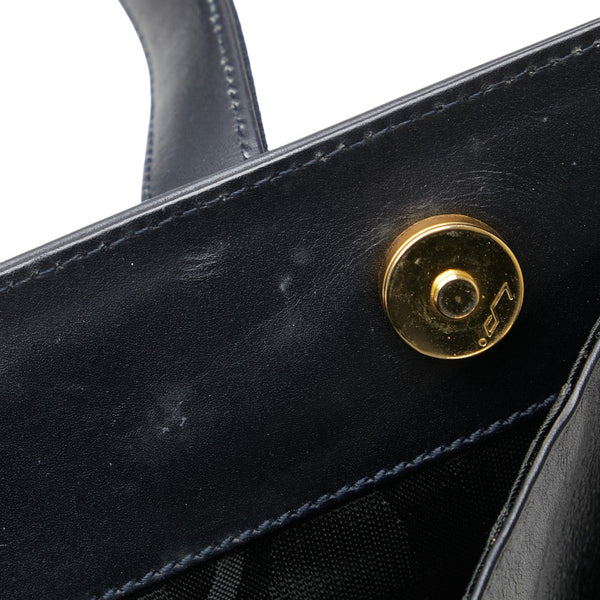 サルヴァトーレフェラガモ ヴァラリボン ハンドバッグ ショルダーバッグ 2WAY ネイビー レザー キャンバス レディース Salvatore Ferragamo 【中古】