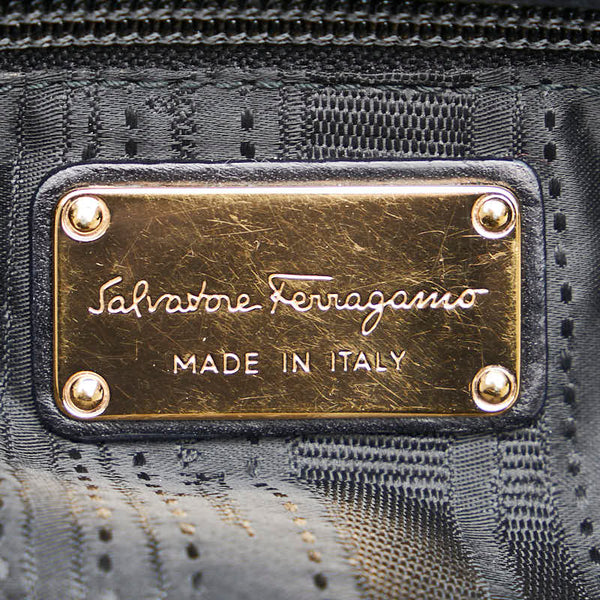 サルヴァトーレフェラガモ ガンチーニ ハンドバッグ ショルダーバッグ 2WAY AB-21 C537 ブラック レザー レディース Salvatore Ferragamo 【中古】