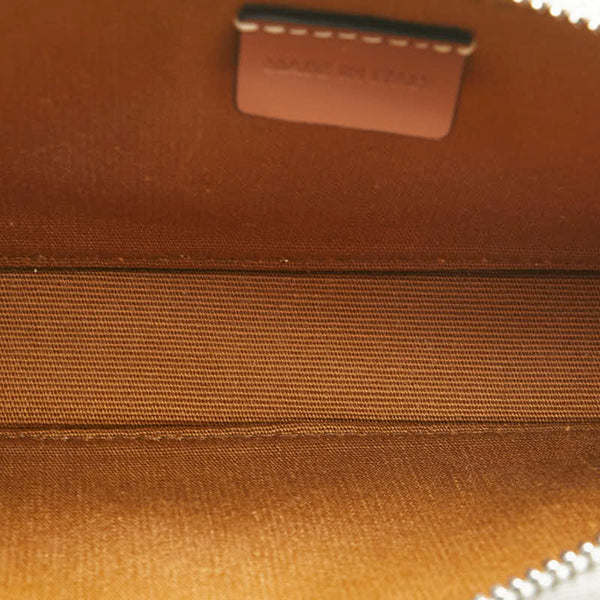 セリーヌ トリオンフ ホリゾンタル ポーチ ショルダーバッグ ホワイト ブラウン PVC レザー レディース CELINE 【中古】