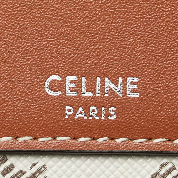 セリーヌ トリオンフ ホリゾンタル ポーチ ショルダーバッグ ホワイト ブラウン PVC レザー レディース CELINE 【中古】