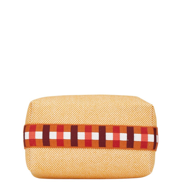 エルメス ブリッド ア ブラックPM ポーチ ミニハンドバッグ フォーヴ オレンジ ウール コットン レディース HERMES 【中古】