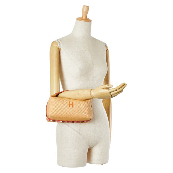 エルメス ブリッド ア ブラックPM ポーチ ミニハンドバッグ フォーヴ オレンジ ウール コットン レディース HERMES 【中古】