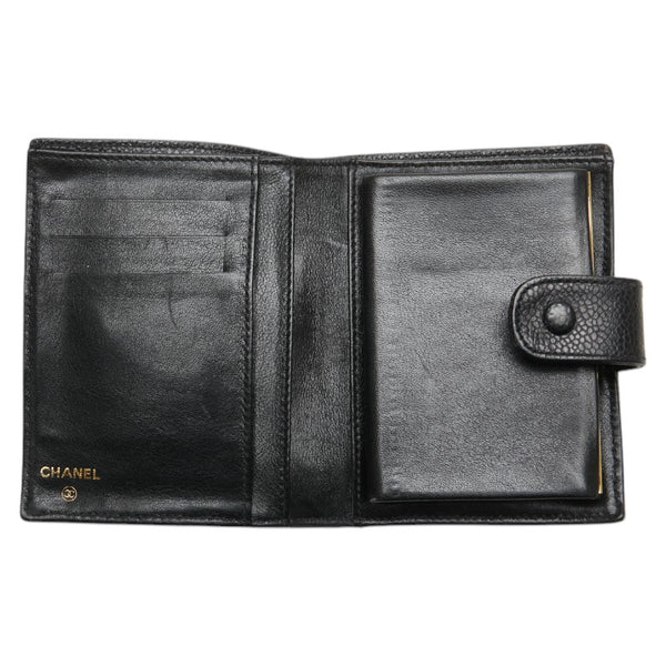 CHANEL　二つ折り財布　ココマーク 　ブラック　レザー　3552 シャネル ココマーク ブラック 二つ折り財布 CHANEL レディース