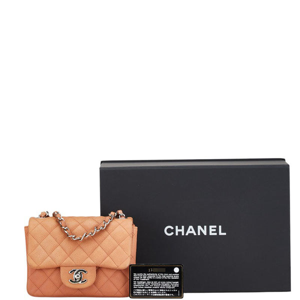 シャネル ミニマトラッセ ココマーク チェーン ショルダーバッグ ピンク シルバー キャビアスキン レディース CHANEL 【中古】