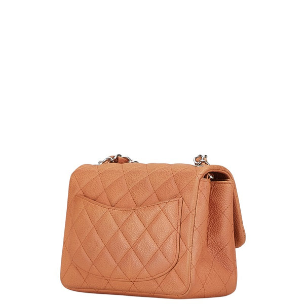 シャネル ミニマトラッセ ココマーク チェーン ショルダーバッグ ピンク シルバー キャビアスキン レディース CHANEL 【中古】
