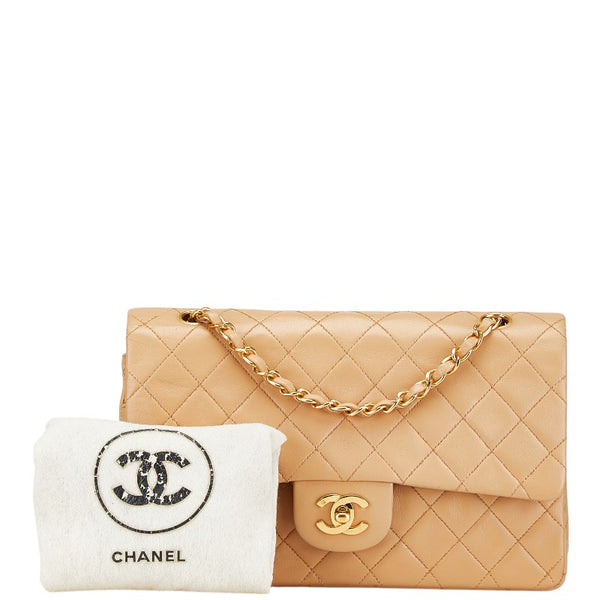シャネル マトラッセ25 ダブルフラップ ココマーク チェーン ショルダーバッグ ベージュ オレンジ ラムスキン レディース CHANEL 【中古】