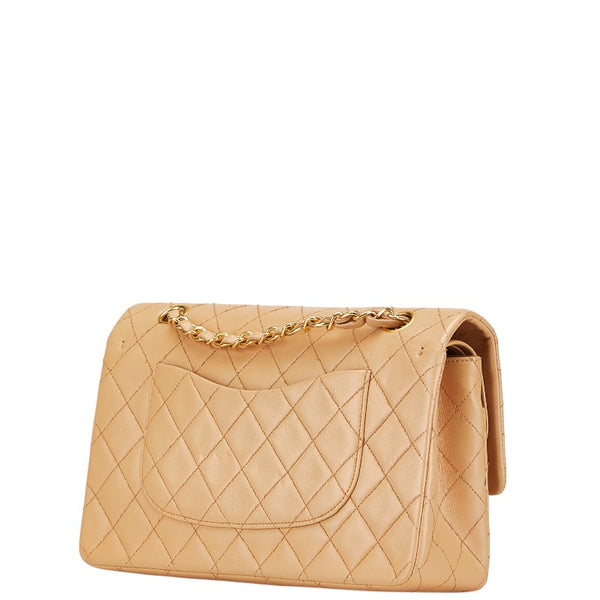 シャネル マトラッセ25 ダブルフラップ ココマーク チェーン ショルダーバッグ ベージュ オレンジ ラムスキン レディース CHANEL 【中古】