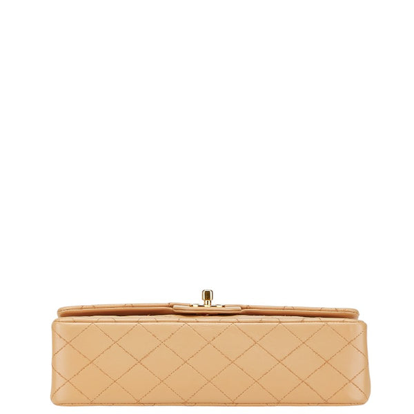 シャネル マトラッセ25 ダブルフラップ ココマーク チェーン ショルダーバッグ ベージュ オレンジ ラムスキン レディース CHANEL 【中古】