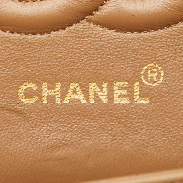 シャネル マトラッセ25 ダブルフラップ ココマーク チェーン ショルダーバッグ ベージュ オレンジ ラムスキン レディース CHANEL 【中古】