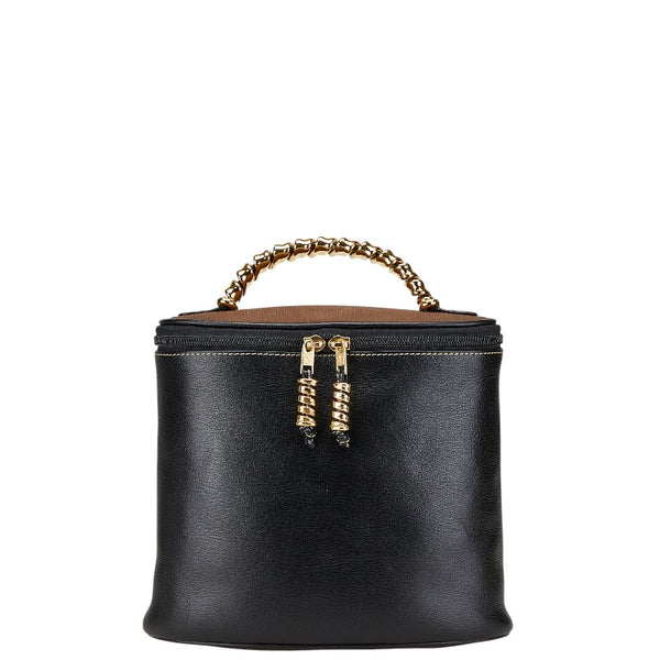 ロエベ ベラスケス バニティバッグ ハンドバッグ ブラック ブラウン レザー レディース LOEWE 【中古】