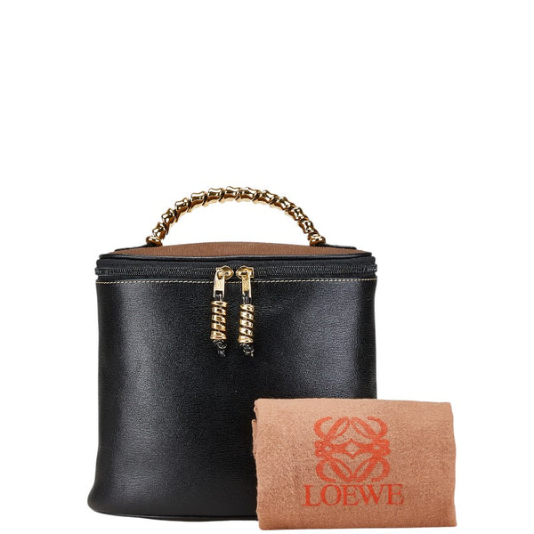 ロエベ ベラスケス バニティバッグ ハンドバッグ ブラック ブラウン レザー レディース LOEWE 【中古】
