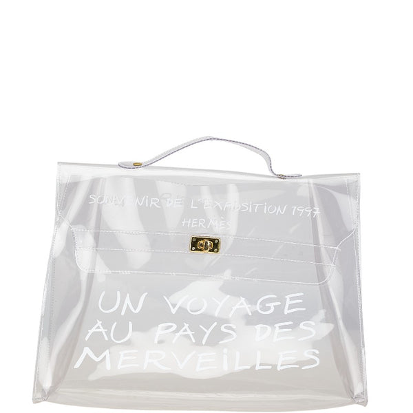 エルメス ビニールケリー 「不思議の国、エルメスへの旅」 ハンドバッグ トートバッグ クリア ビニール レディース HERMES 【中古】