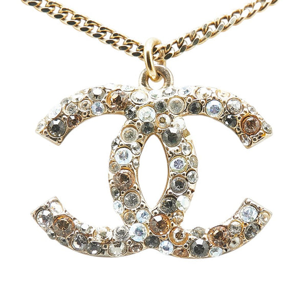 シャネル ココマーク ラインストーン ネックレス ゴールド メッキ レディース CHANEL 【中古】