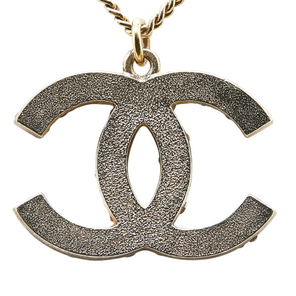 シャネル ココマーク ラインストーン ネックレス ゴールド メッキ レディース CHANEL 【中古】