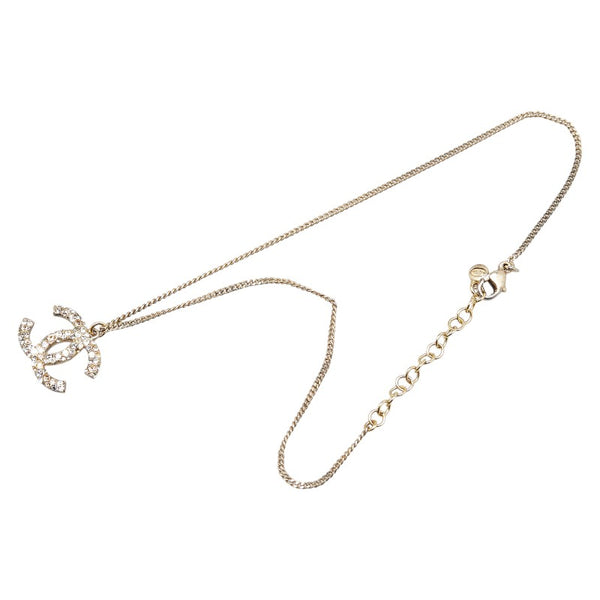 シャネル ココマーク ラインストーン ネックレス ゴールド メッキ レディース CHANEL 【中古】