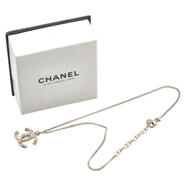 シャネル ココマーク ラインストーン ネックレス ゴールド メッキ レディース CHANEL 【中古】