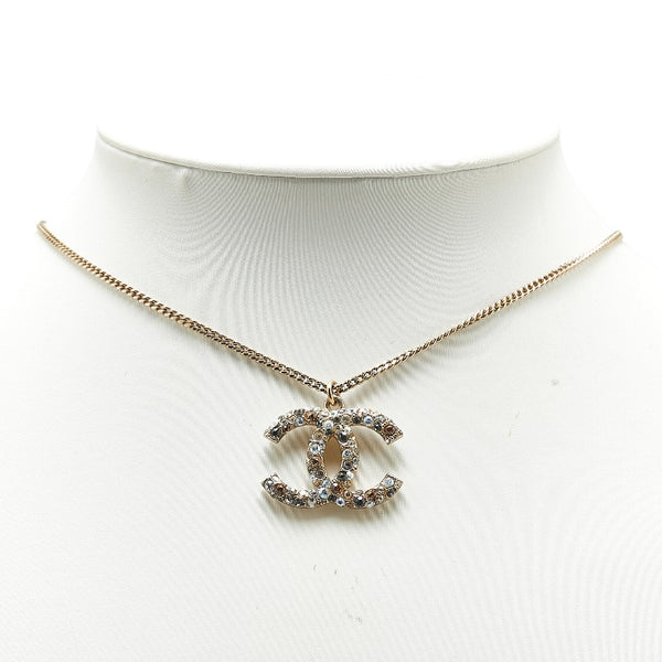 シャネル ココマーク ラインストーン ネックレス ゴールド メッキ レディース CHANEL 【中古】