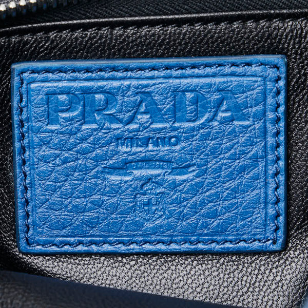 プラダ ロゴ クラッチバッグ ブルー レザー レディース PRADA 【中古】