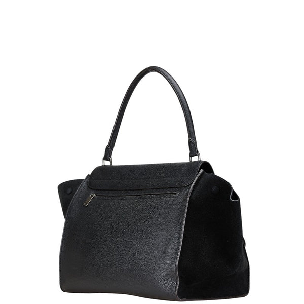 セリーヌ トラペーズ ハンドバッグ ブラック レザー スエード レディース CELINE 【中古】