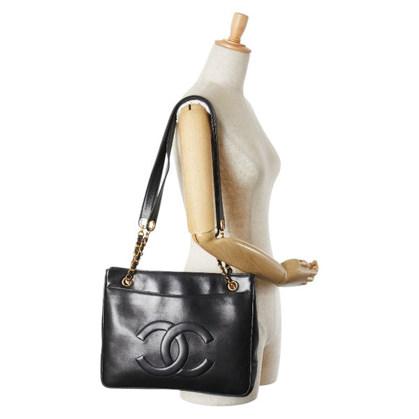シャネル ココマーク チェーン トートバッグ ショルダーバッグ ブラック ラムスキン レディース CHANEL 【中古】