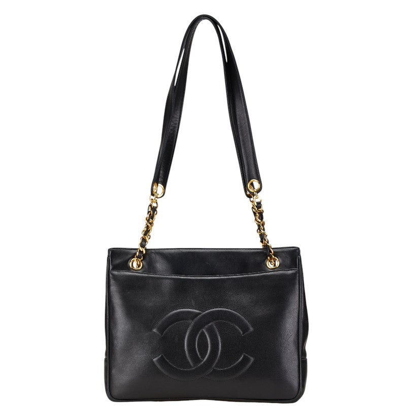 シャネル ココマーク チェーン トートバッグ ショルダーバッグ ブラック ラムスキン レディース CHANEL 【中古】