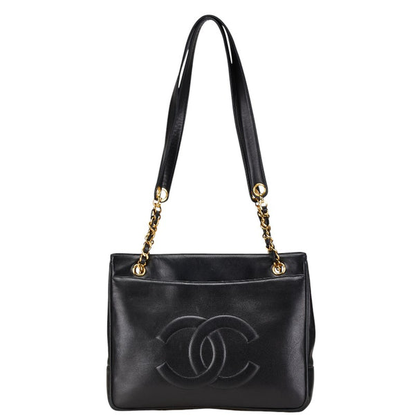 シャネル ココマーク チェーン トートバッグ ショルダーバッグ ブラック ラムスキン レディース CHANEL 【中古】