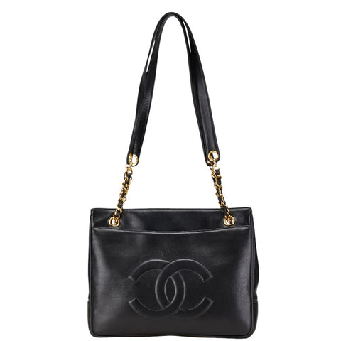 シャネル ココマーク チェーン トートバッグ ショルダーバッグ ブラック ラムスキン レディース CHANEL 【中古】