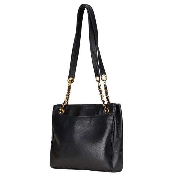 シャネル ココマーク チェーン トートバッグ ショルダーバッグ ブラック ラムスキン レディース CHANEL 【中古】