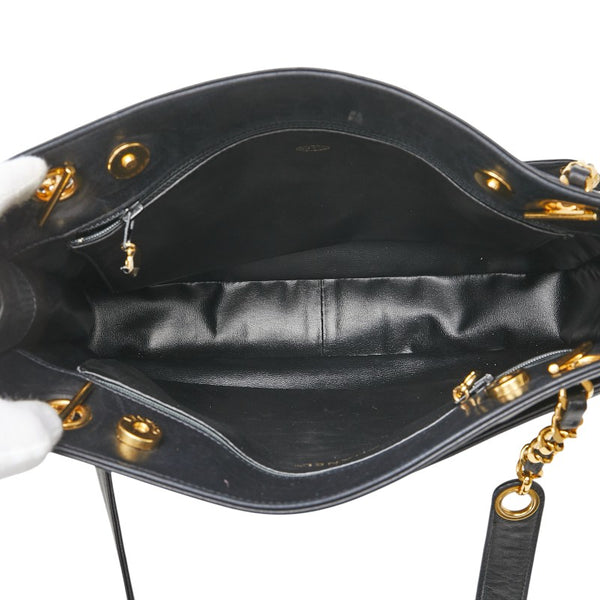 シャネル ココマーク チェーン トートバッグ ショルダーバッグ ブラック ラムスキン レディース CHANEL 【中古】