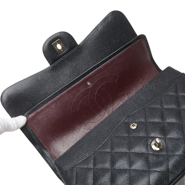 シャネル ココマーク ダブルフラップ デカマトラッセ30 チェーン ショルダーバッグ A58600 ブラック キャビアスキン レディース CHANEL 【中古】