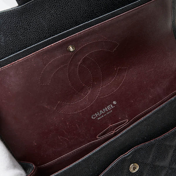 シャネル ココマーク ダブルフラップ デカマトラッセ30 チェーン ショルダーバッグ A58600 ブラック キャビアスキン レディース CHANEL 【中古】