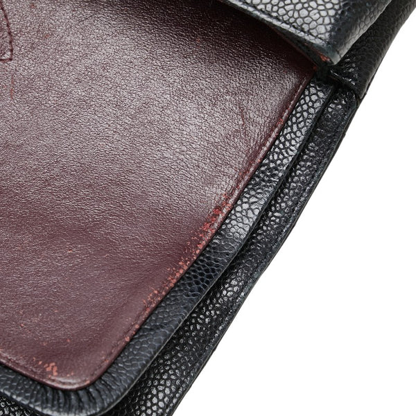 シャネル ココマーク ダブルフラップ デカマトラッセ30 チェーン ショルダーバッグ A58600 ブラック キャビアスキン レディース CHANEL 【中古】