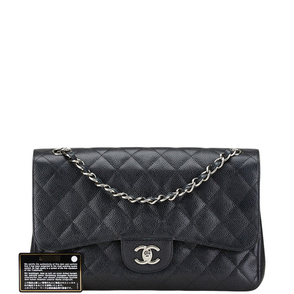 シャネル ココマーク ダブルフラップ デカマトラッセ30 チェーン ショルダーバッグ A58600 ブラック キャビアスキン レディース CHANEL 【中古】