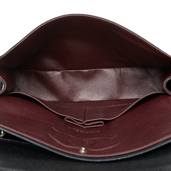 シャネル ココマーク マトラッセ25 ダブルフラップ チェーン ショルダーバッグ A01112 ブラック キャビアスキン レディース CHANEL 【中古】